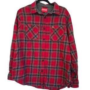 Coleman Men's Red Plaid Flannel Shirt Long Sleeve Button Up XL